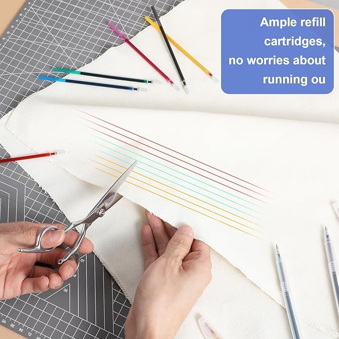 Image of 10pcs Heat Erasable Fabric Refills Patchwork Marking Sew Pens High Temperature Disappearing Ink Fabric Markers for Embroidery Cross Stitch Hand Craft (Red & White & Blue)