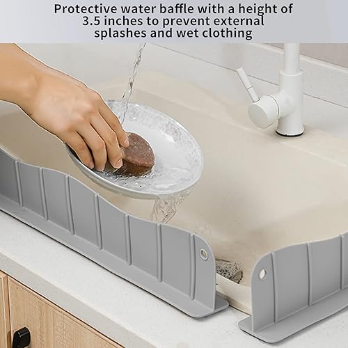 Miniatura 2 de Protector contra salpicaduras de silicona para fregadero de cocina, protector contra salpicaduras de agua con fuerte succión para fregadero detrás