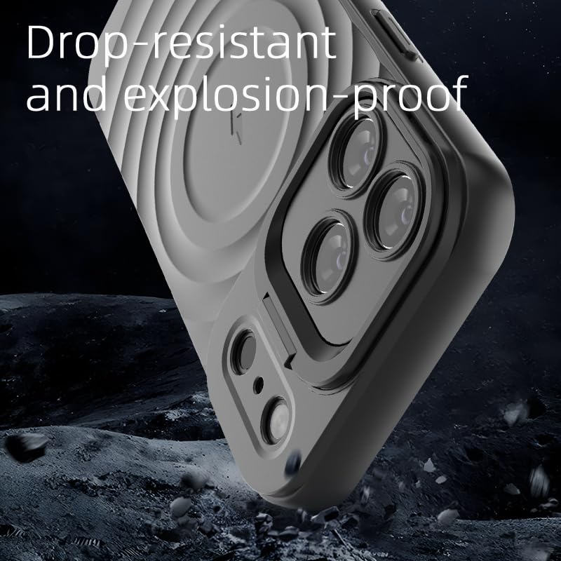 Image of LuxuryKase Shockproof Case for iPhone 17 Pro Max | Ripple Pattern | Camera Protection | Inner Velvet Fabric Lining | Protective Cover with Enhanced Grip & Wireless Charging Support - Black
