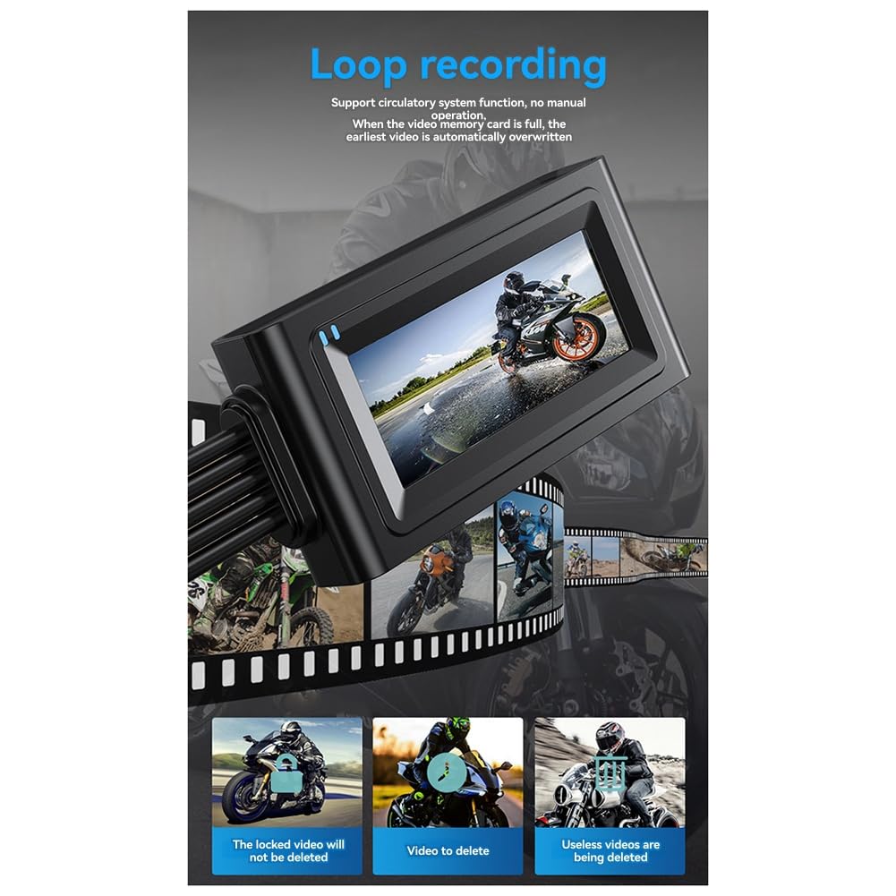 Enregistreur de Conduite pour Motocyclette Enregistreur de Conduite HD pour Motocyclette Enregistreur de Conduite Double Enregistrement + WIFI + GPS + 64G