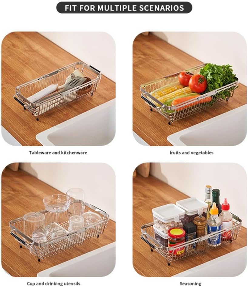 Sturdy Stainless Steel Foldable Sink Basket With Quick Drains Meshes Designs