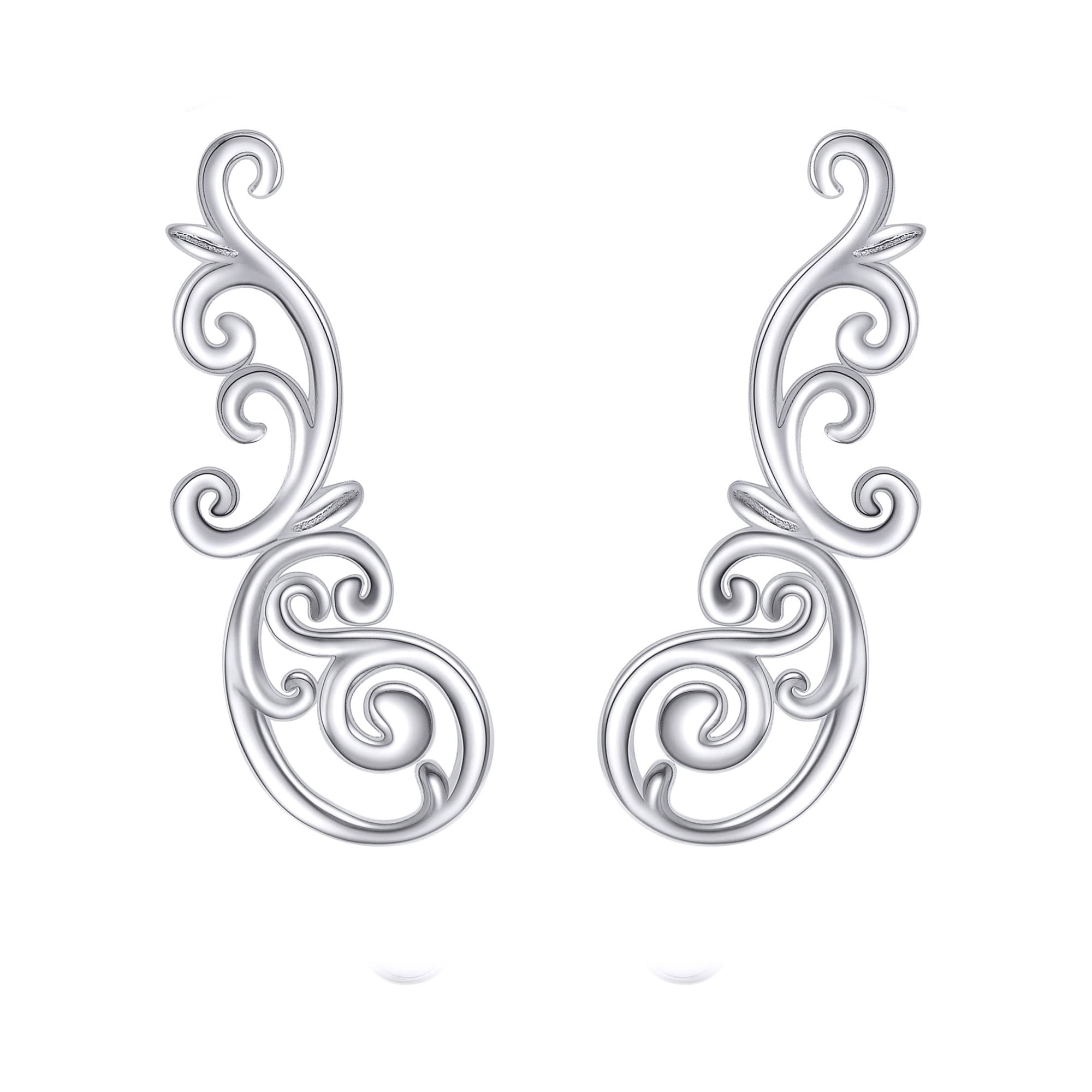 Ear Climbers Earrings for Women Sterling Silver Vintage Ear Crawler Earrings Jewelry Gifts for Women