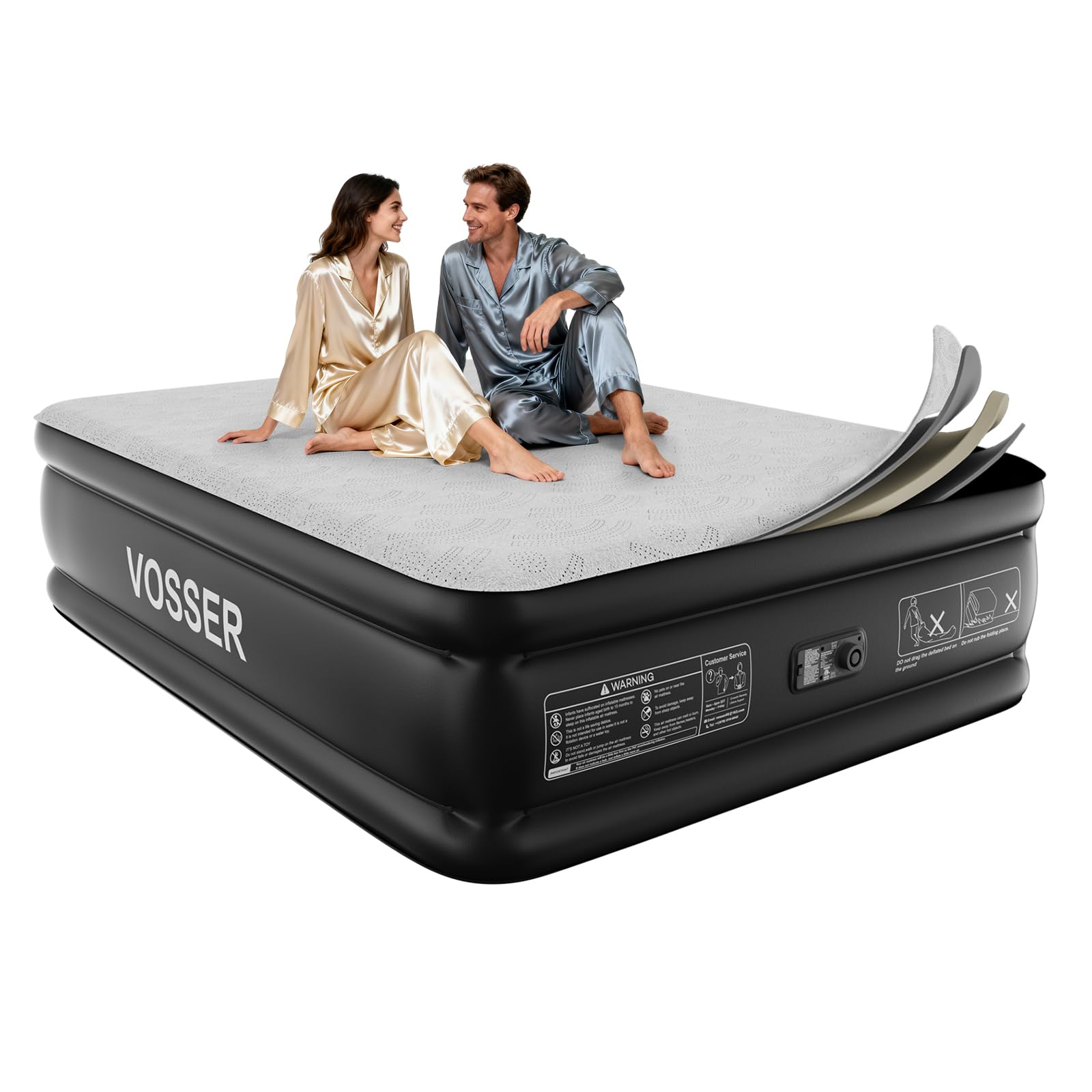 VOSSER Air Mattress with Built-in Foam Topper