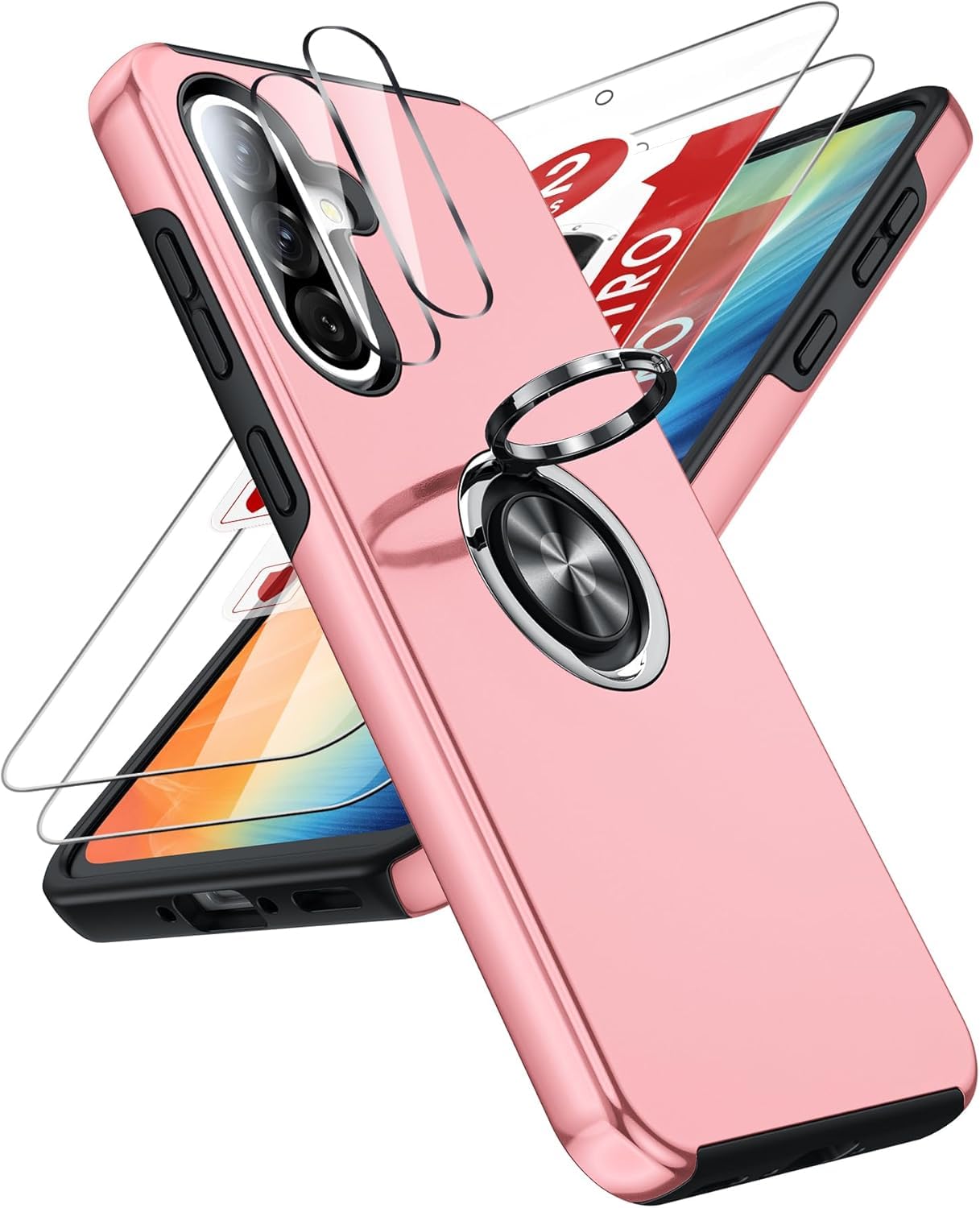 LeYi Hülle für Samsung Galaxy A 5G mit 2 Panzerglas Schutzfolien, Hybrid Schutzhülle Militär Standard Stoßfest Case Handy Hüllen Cover mit 360° Grad Ring Ständer für Samsung
