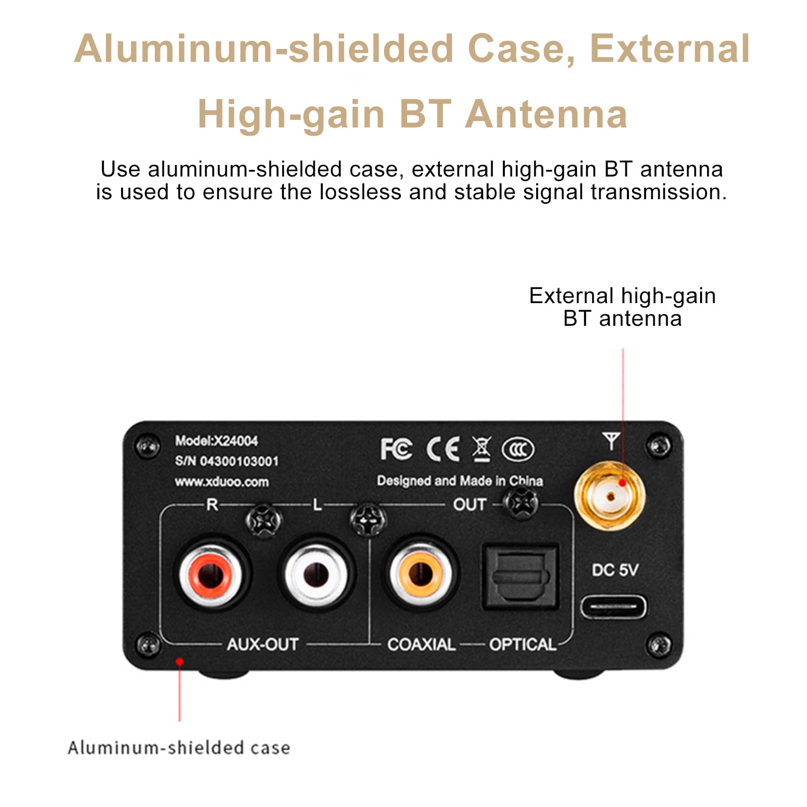 XQ-50 Pro Buletooth 5.0 Convertisseur de récepteur Audio DAC Type C HD CS8406 ES9018K2M Convertisseur de récepteur de décodeur