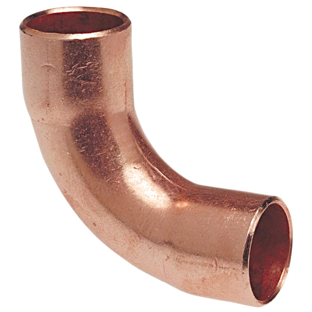 NIBCO Fig No 607-LT, 1-1/4 in. x 1 in. Copper 90 Degree Elbow Long Radius, Cup x Cup, Solder