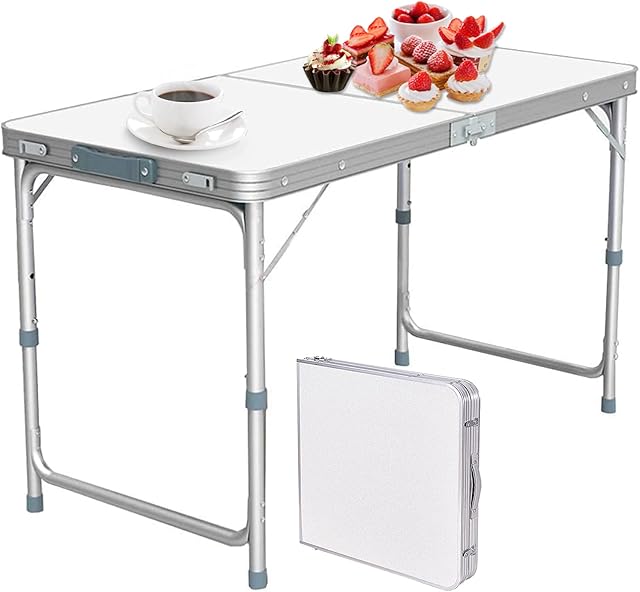 Nestling® Aluminium Portable Trestle Camping Picnic Dining Folding Table Outdoor (1.2M Table)