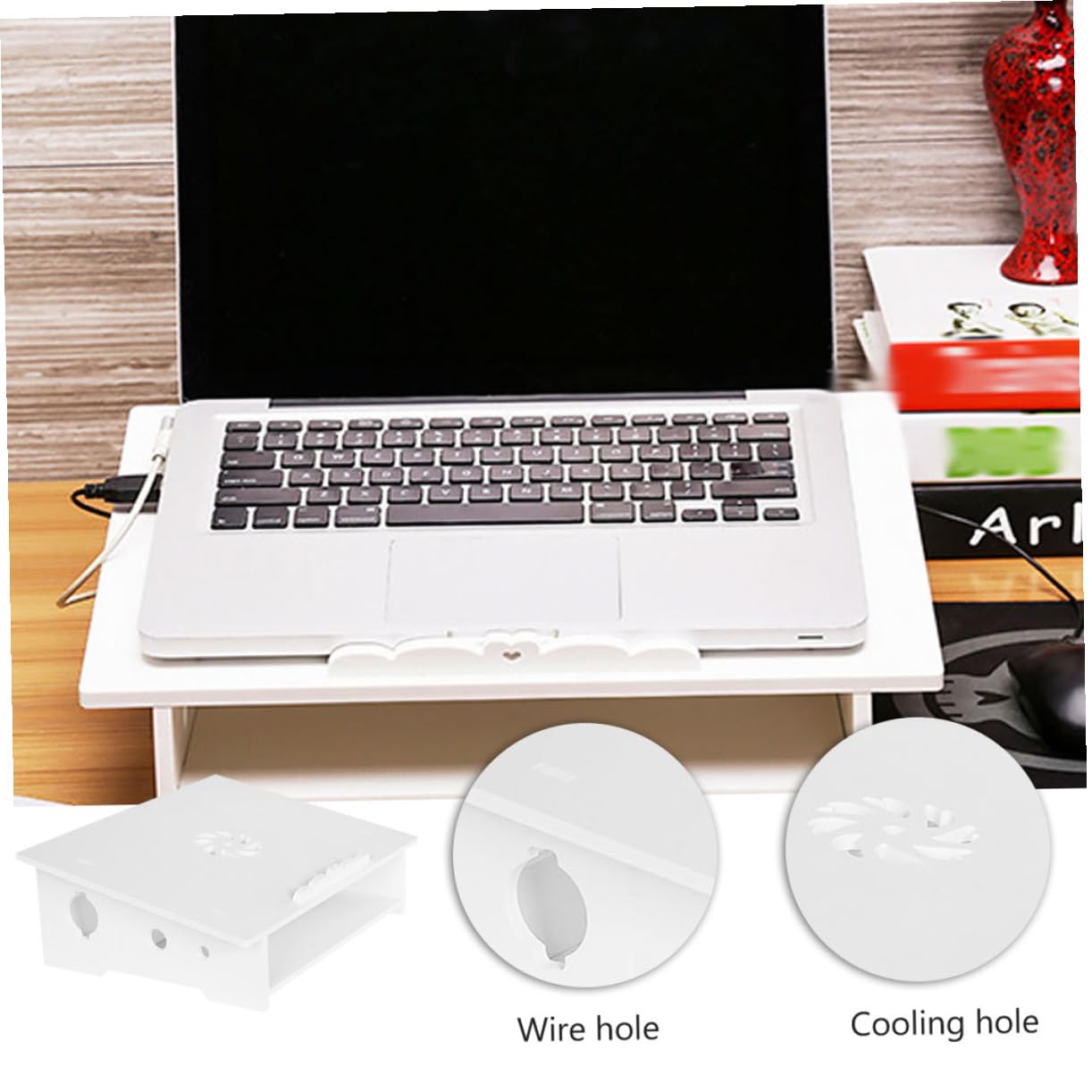 Holibanna 1 Pieza Soporte para Laptop Rack de Enfriamiento Silencioso Organizador de Escritorio para Computadora Portátil Diseño Multi Almacenamiento Compatible con Varios de Laptops