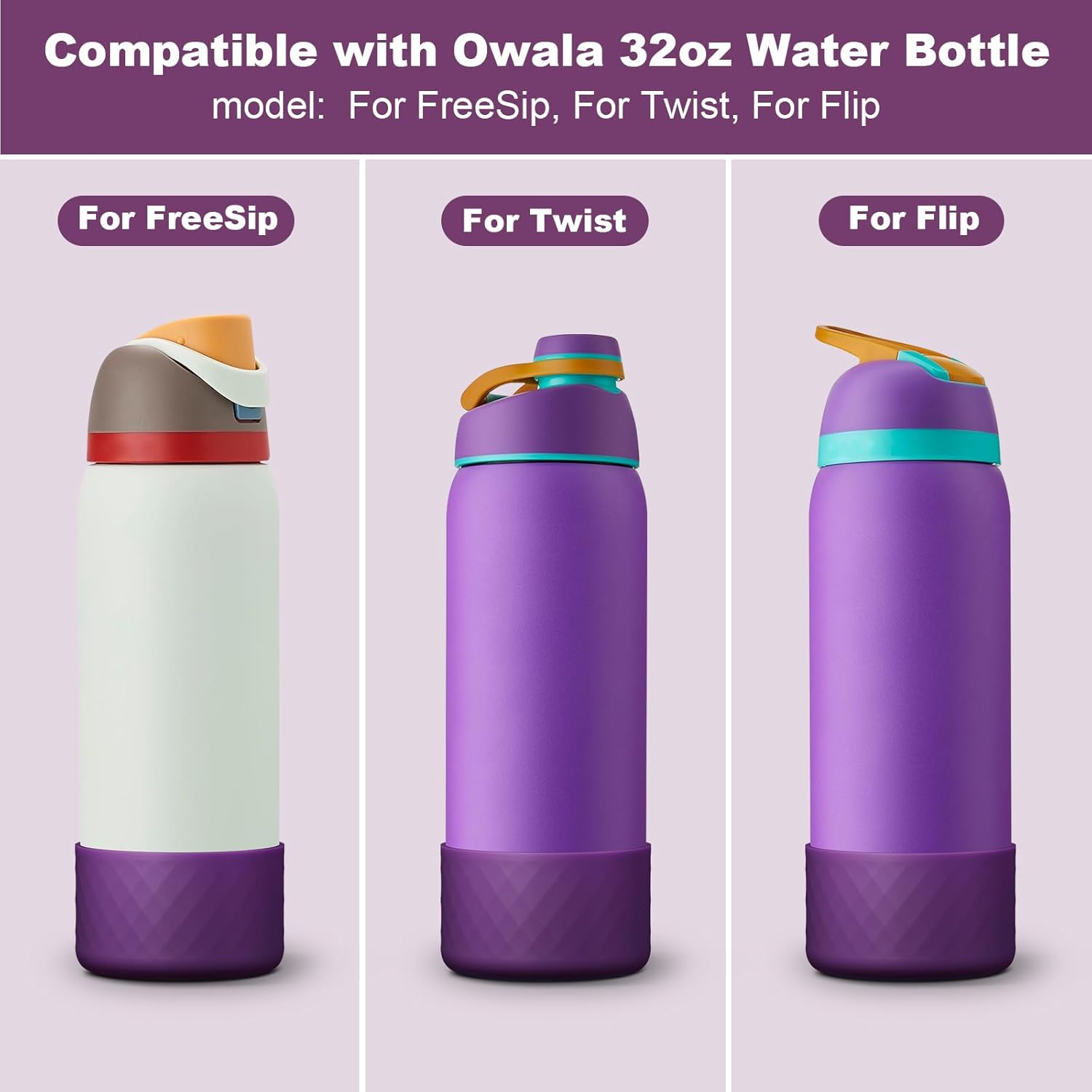 Silicone Boot for Owala Water Bottle 24 oz 32 oz 40 oz, Anti-Slip Protective Sleeve for FreeSip/Twist/Flip Stainless Steel Water Bottles Accessories - Image 2
