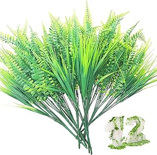 doesnotapply GZLFH 12 Bunches Realistic Artificial Grass Plants, Plastic Fern Fake Plant Persian Grass And Artificial Wheat Grass for Indoor Outdoor Home Garden Decoration