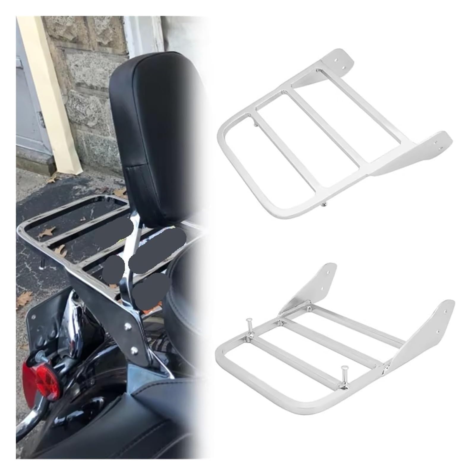 Motorra Gepäckträger hinten Für Yamaha Für V-Star 400 650 1100 Für Classic 1998–2013 Gepäckträger Mit Rückenlehne Sissybar Ablagefach