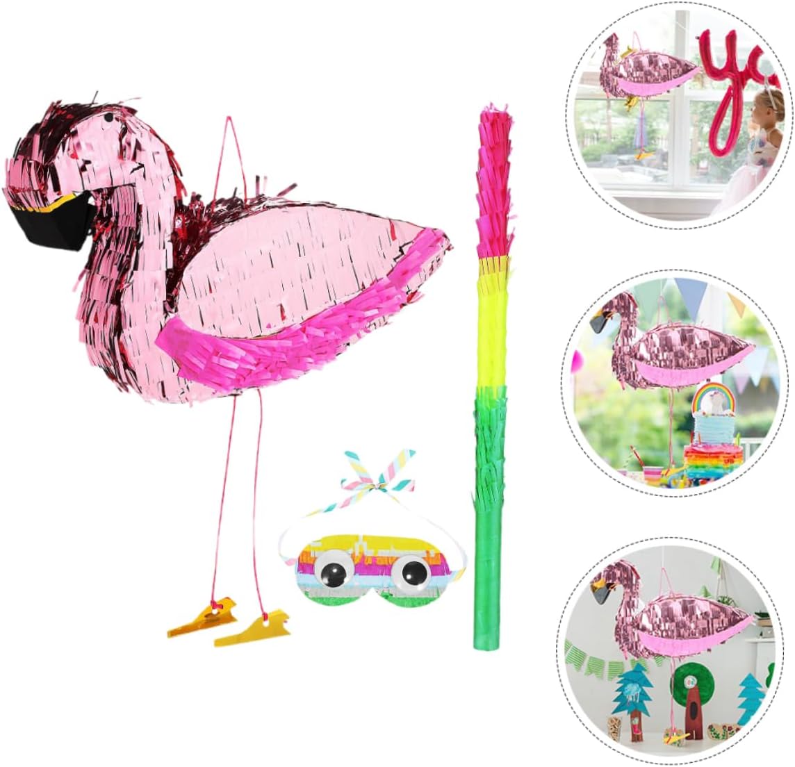 1Set Flamingo for Birthday Party Tropical Decorations with Stick Blindfold Fun for Hawaiian Theme Showers