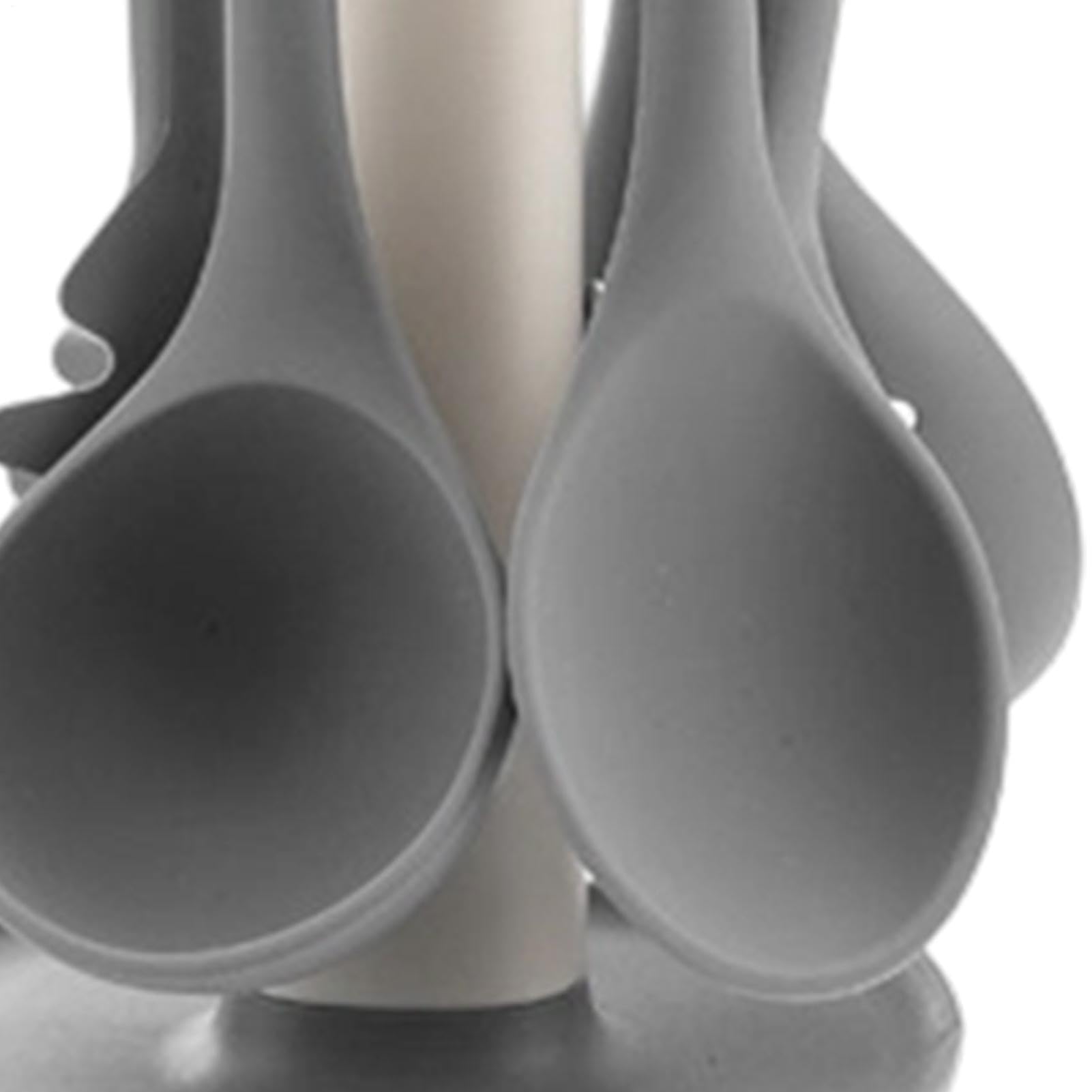 Set di 7 utensili in silicone, resistenti al calore, cucchiai da cucina, mestolo, spatola, per pentole, padelle, padelle antiaderenti, casa, appartamento, fattoria, ristorante, grigio