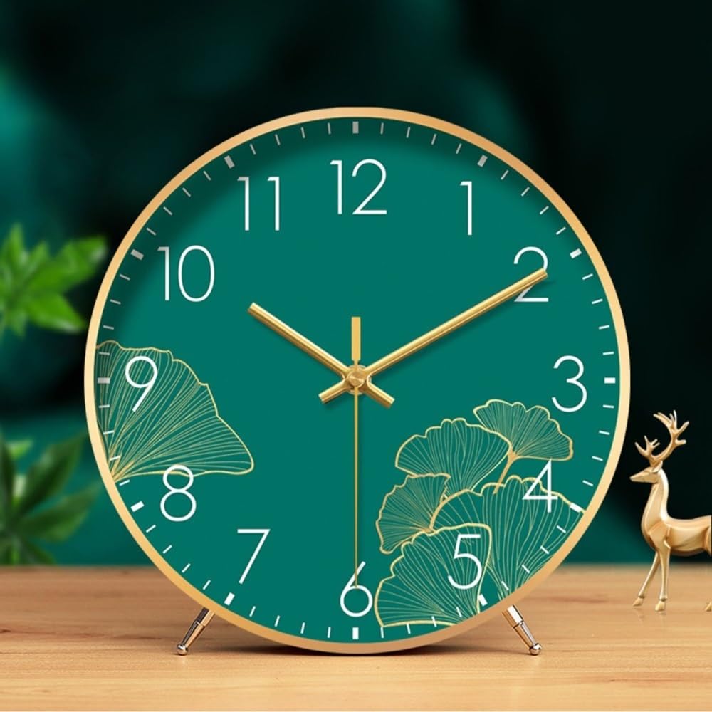 Décorative Horloge de Bureau à la Mode, silencieuse, sans tic-tac, lentille en Verre HD, Facile à Lire, décoration de Bureau pour Bureau Chambre Table(Green)