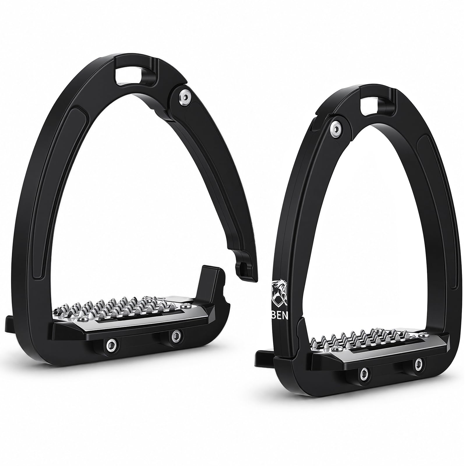 Estribos de seguridad para adultos, 12 cm de aluminio con liberación lateral, superficie antideslizante de acero inoxidable, estribos para paseos a caballo, doma, saltar y principiantes