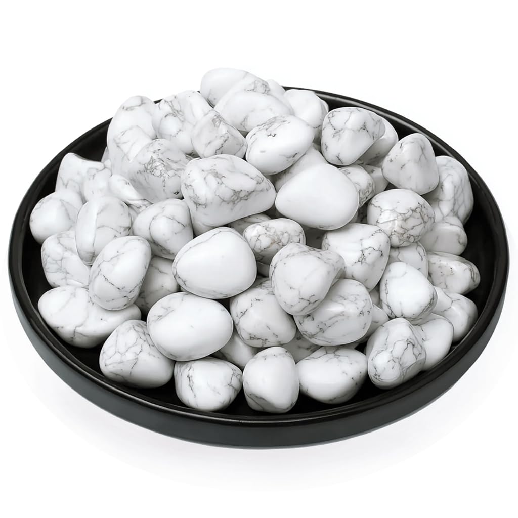 Howlite Healing Crystal Stone Set - 24 Pieces, 0.6" Natural &amp; Polished Stones for Healing, Meditation, Reiki, Chakra, Crafting &amp; Decoration
