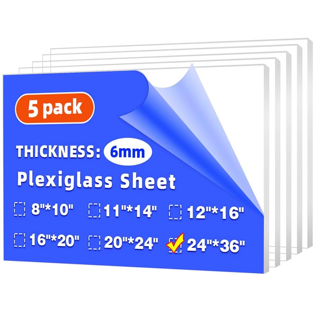 Clear Plexiglass Sheets - 24" x 36" (2 Pack) -16
