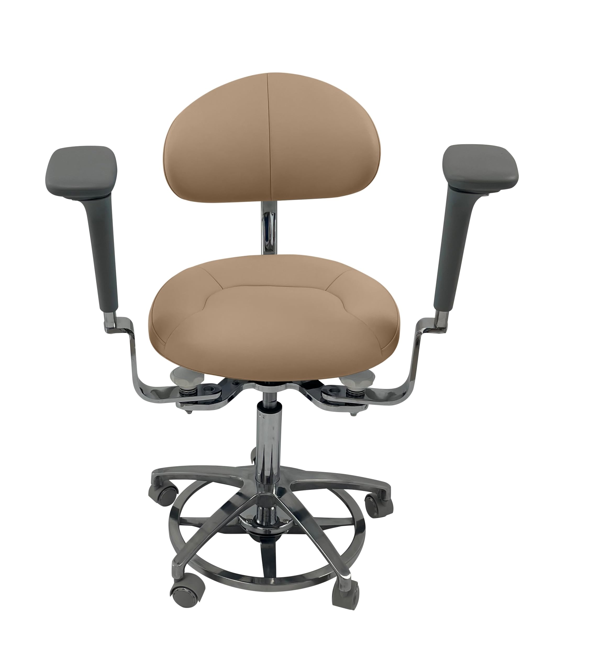 Ergonomic Dental Saddle Assistant Chair Stool with Rotatable 4D Armrest and Back Support for Microscope Operator in Dental Clinics,Luxury Aluminium