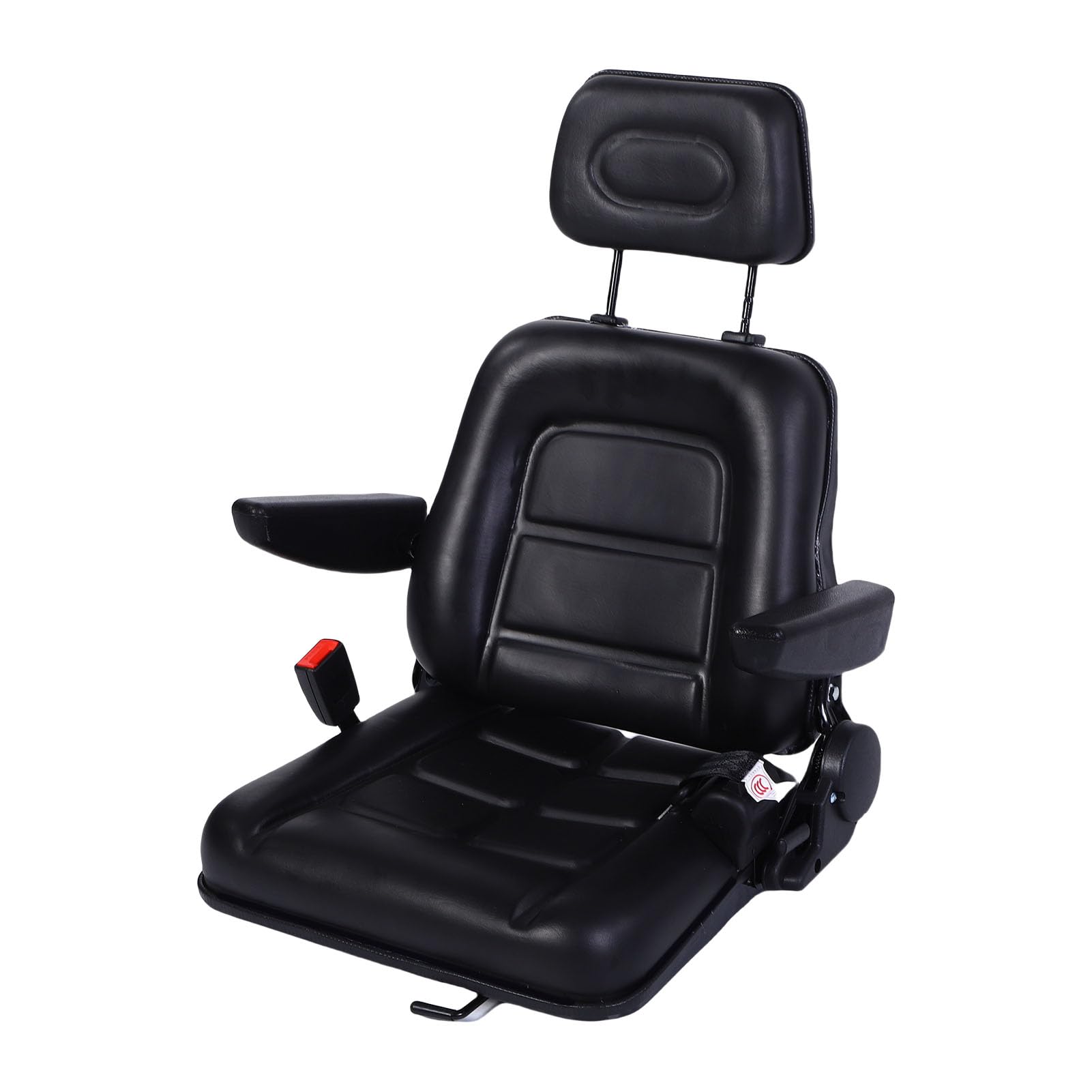 Fabater Bequeme Gabelstapler -Passform für Sitz mit Folienschiene für Mäherbagger, PVC -Ledermaterial, Schwarze Farbe (Mit Armlehne)