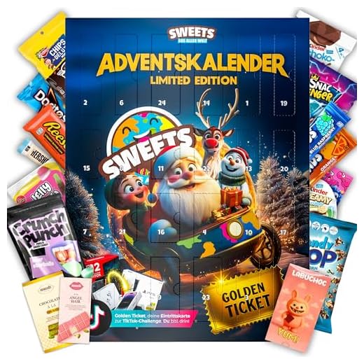 Amerikanischen Süßigkeiten Adventskalender 2025 & Snacks aus aller Welt Kalender - Süßigkeiten mit vielen viralen Highlights (Groß)