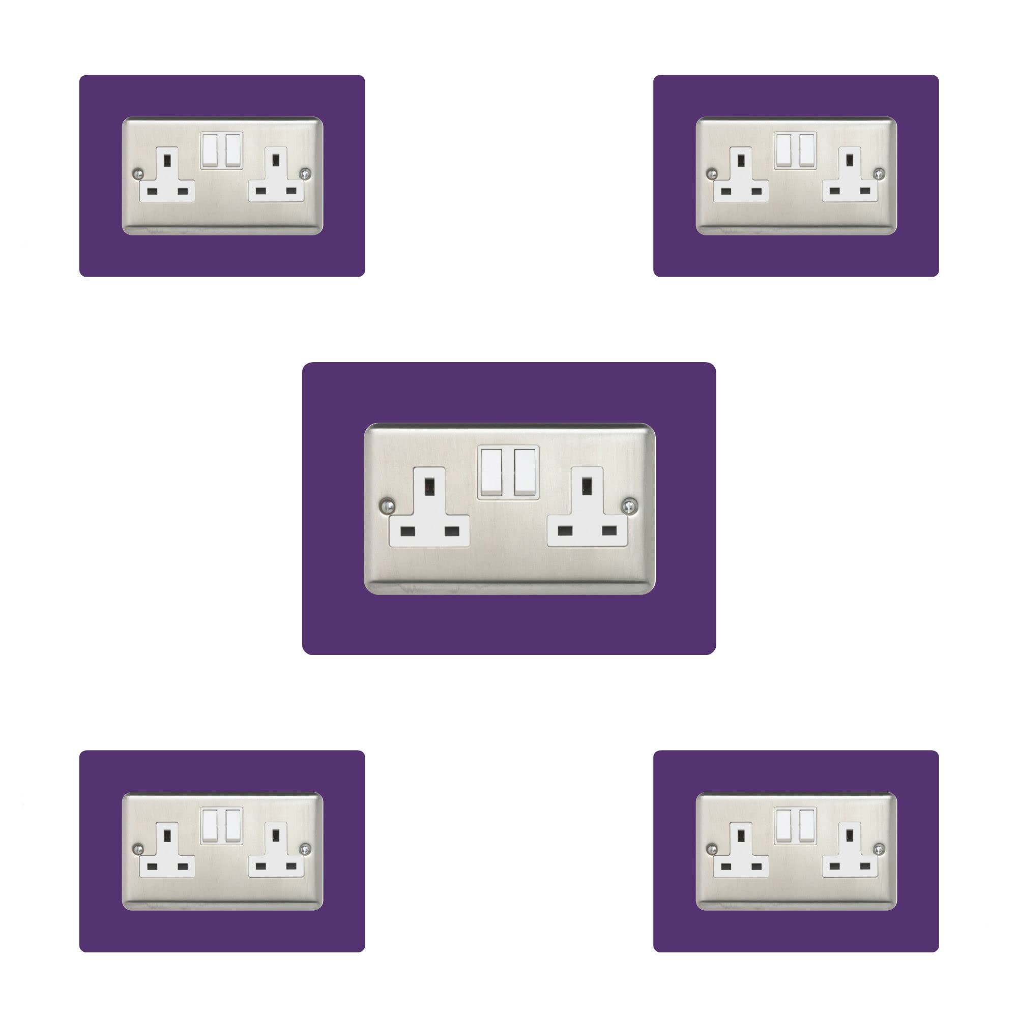 5X Double Socket Surround, Acrylic Back Panel or Plate, Protect Wall from Finger Prints, Colour:Purple — image 1