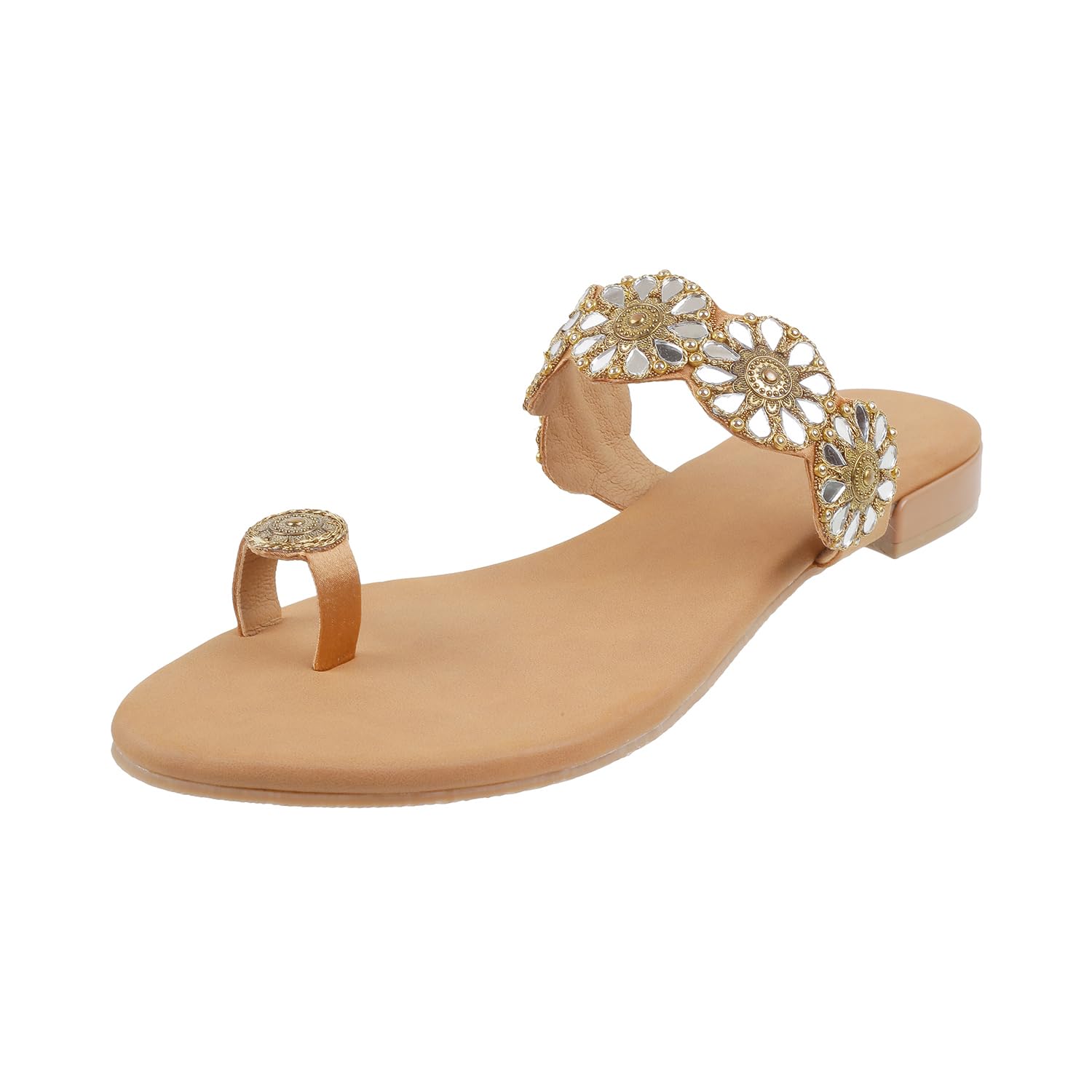 Mochi Women Antic Gold Ethnicwear Synthetic Leather Chappal UK/4 EU/37 (32-1840) (B0CB8VKF93) Amazon Price History, Amazon Price Tracker