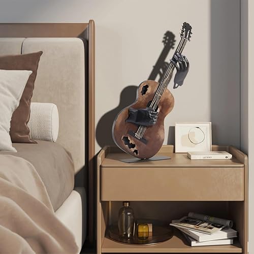 Miniatura 4 de Decoración musical de metal, escultura de guitarra hecha a mano de 23 pulgadas de alto, decoración del hogar, decoración de estatua occidental