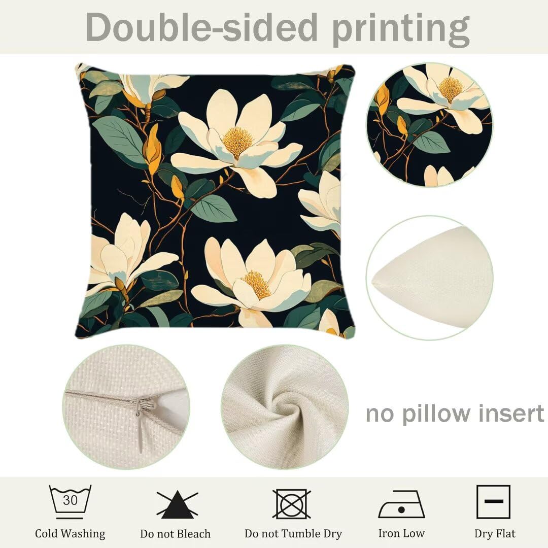 Federe Cuscini per Esterno 40 x 40 cm, Fiore Copricuscini Divano Decorativi Set di 4 Bianco Copricuscino Impermeabili Lino Quadrate Fodere Cuscini Decorativi per Giardino Picnic Soggiorno Sedie Ym224