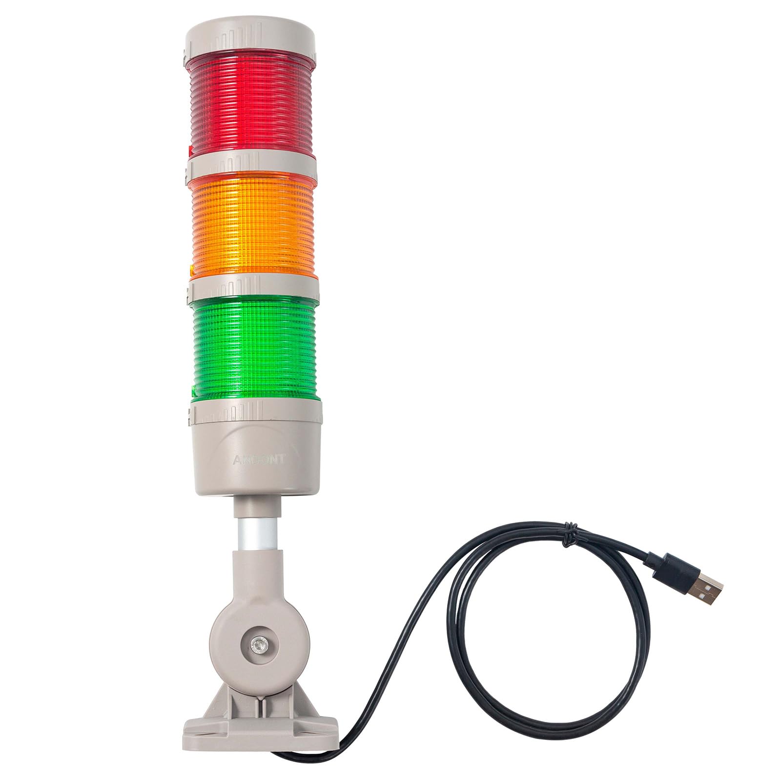 ANDONT USB Stack LED Andon Tower Lights with Buzzer, Industrial Warning Lights, Column Tower Lights(24VDC, 3 Layer, with Buzzer)