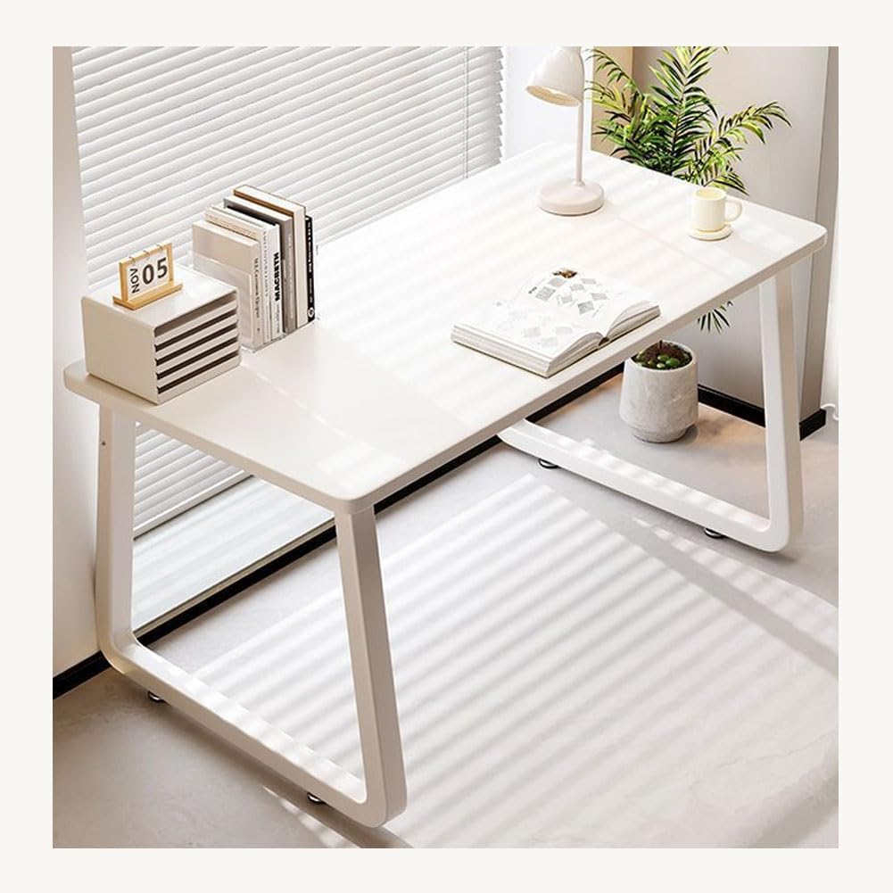 Computer Desk, Simple and Modern Study Desk, U-Shaped Carbon Steel Table Legs Height 73 cm Perfect for Home Offices and Small Spaces White 120 x 60 cm