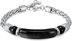 Bracelet for Men Stainless Steel Bracelet Hypoallergenic Sliver Link Bracelets Fade-Resistant, Adjustable Link Chain Design, Gift for Men