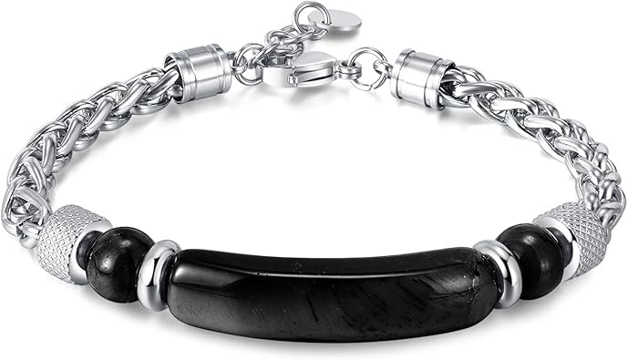 Bracelet for Men Stainless Steel Bracelet Hypoallergenic Sliver Link Bracelets Fade-Resistant, Adjustable Link Chain Design, Gift for Men