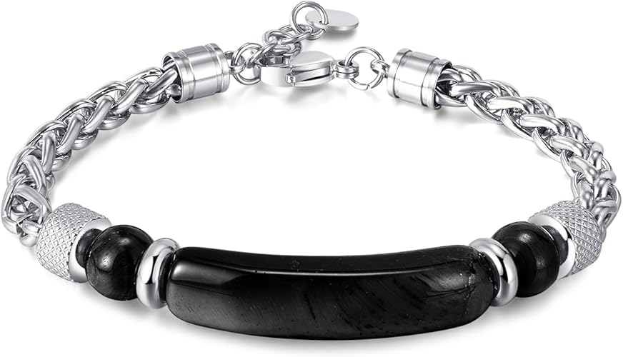Bracelet for Men Stainless Steel Bracelet Hypoallergenic Sliver Link Bracelets Fade-Resistant, Adjustable Link Chain Design, Gift for Men