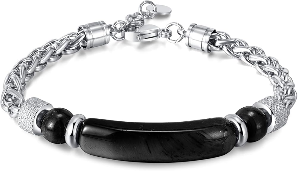 Bracelet for Men Stainless Steel Bracelet Hypoallergenic Sliver Link Bracelets Fade-Resistant, Adjustable Link Chain Design, Gift for Men