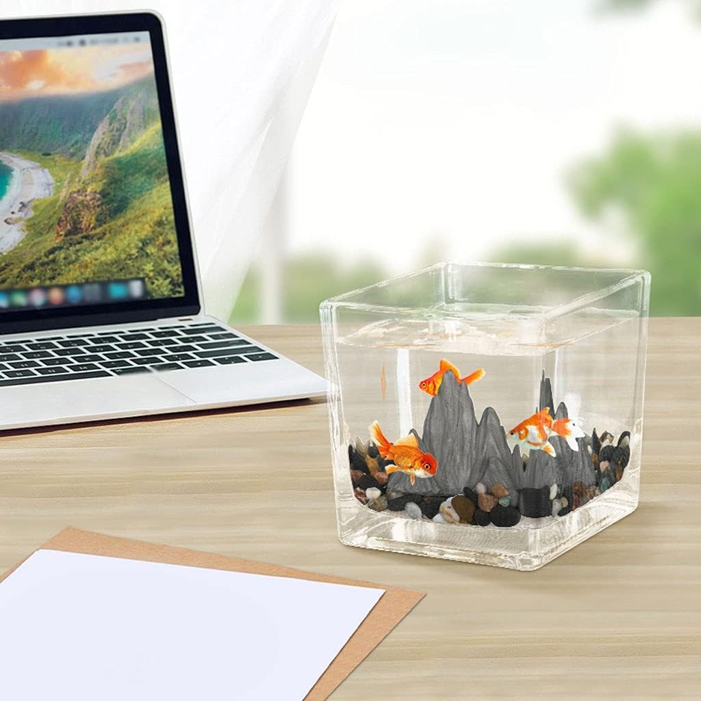 Liudan Aquarium Desktop Square Small Fish Tank Guest Tank Office Small Furniture Tea Cup Glass Gardening Fight Easy Fish Tank Fish Tank (Size : A)
