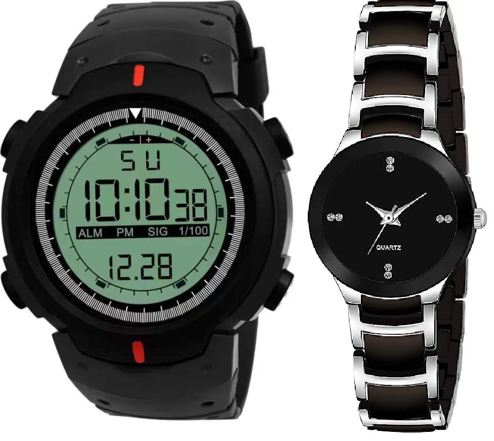 SELLORIA Stylish Combo of Watches for Couple Analog and Digital Watch - for Couple Coupla Watches (Silver) (B0CG67R2XM) Amazon Price History, Amazon Price Tracker