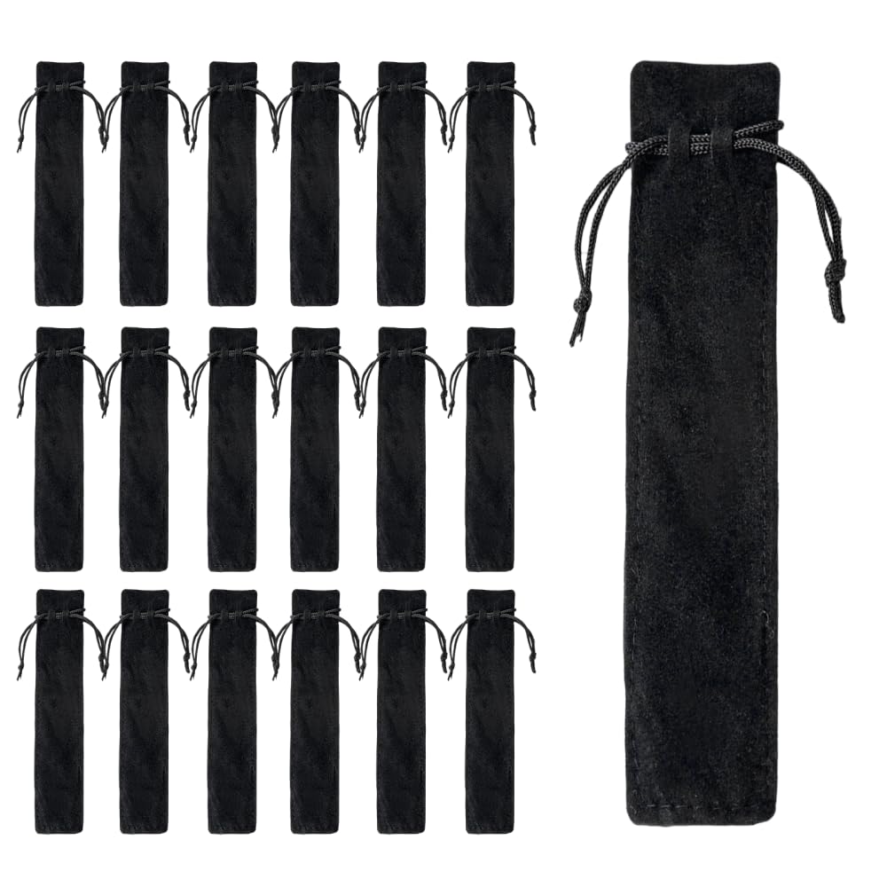 MiOYOOW Velvet Pencil Bag, 100PCS Single Pen Sleeve Holder Pen Pouch Bulk with Drawstring for Adult Office Business Supplies