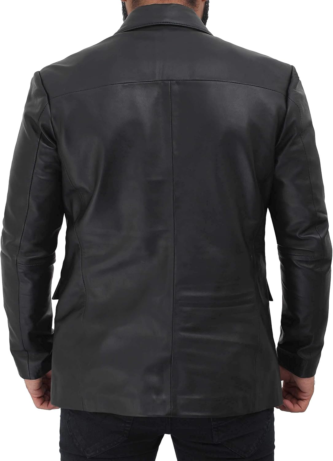 Decrum Lambskin Leather Blazer Men - Real Brown and Black Leather Jacket Men - Image 3