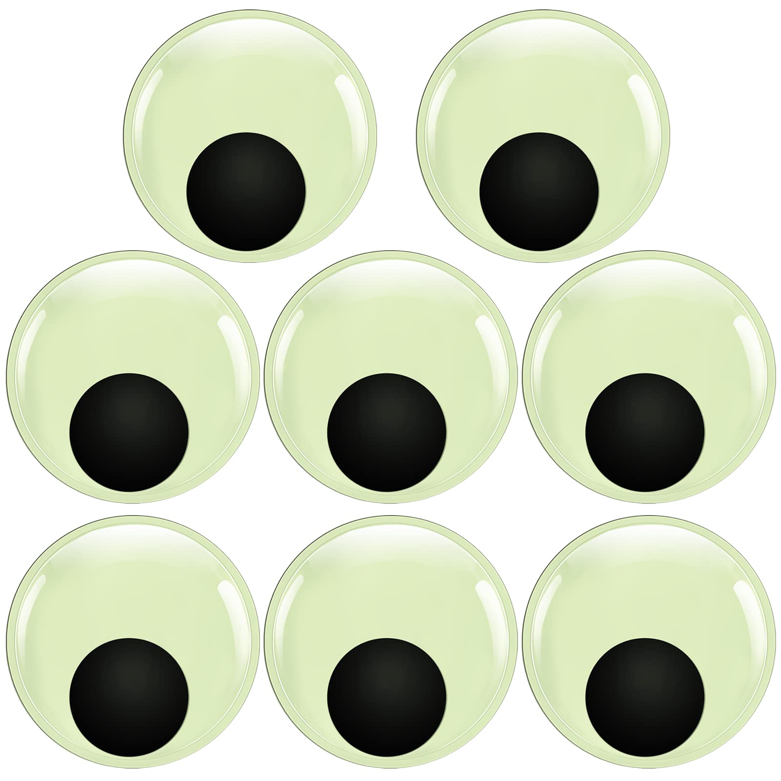 TOAOB 8pcs Luminous Large Googly Wiggle Eyes with Self Adhesive 4 Inch Giant Glow in The Dark Wiggle Eyes for DIY Crafts Scrapbooking Decoration