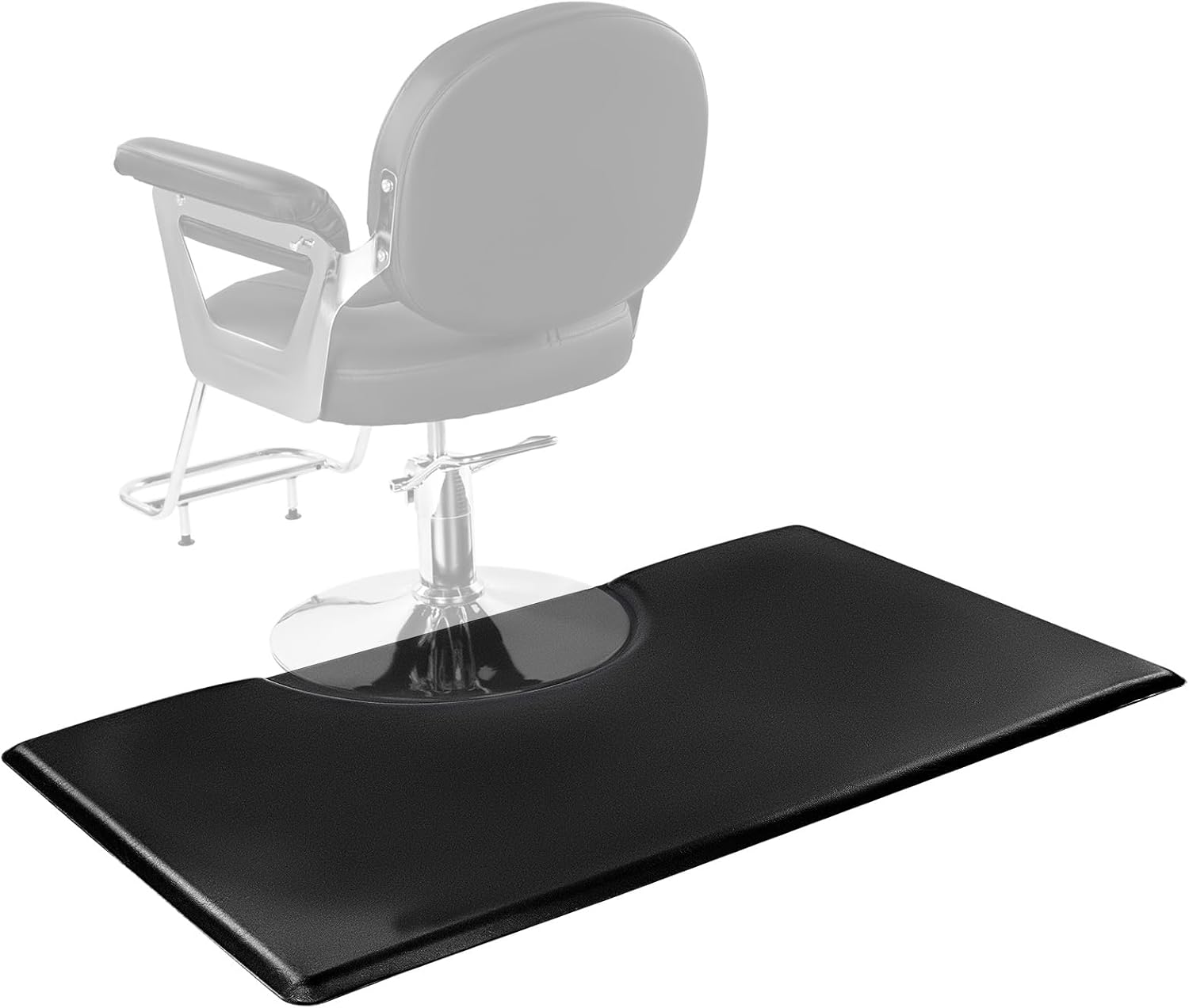 VEVOR Salon Mat for Hair Stylist, 3 x 5 FT Rectangle Salon Chair Mat Anti Fatigue, 7/8" Thickened PVC + PU Barber Shop Floor Mat with Round Cut Out, Anti-Trip Beveled Edges & Non-Slip Bottom