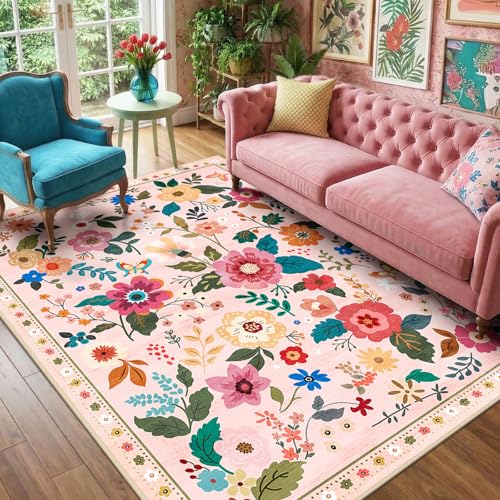 RELEANY Floral 5x7 Boho Rug