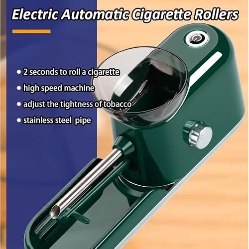 Electric Cigarette Rolling Automatic Roller Maker, Portable Household Automatic Electric Cigarette Injector Machine,8mm Tube (Green) - Thumbnail 2