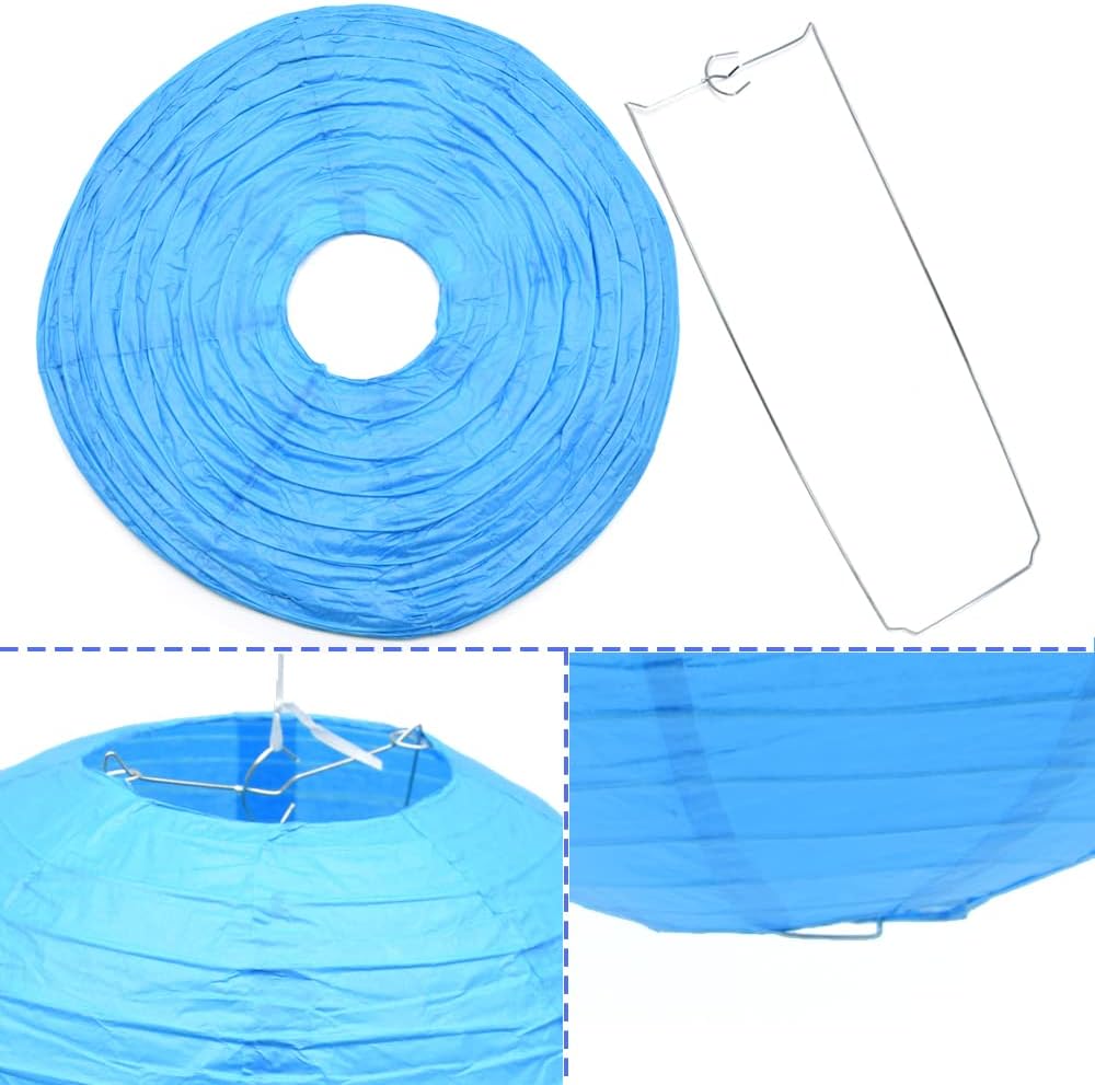 3pcs Paper Lanterns Decorative Round Chinese Paper Lanterns for Birthday Halloween Wedding Baby Bridal Shower Home Decor Party Decoration (12in/Sky Blue)