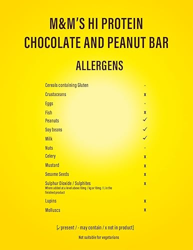 Miniatura 6 de M&M's Protein Bar - Paquete de 12 barras de proteína de chocolate, barras de proteína Hi para aumento de peso, caramelo alto en proteínas, con