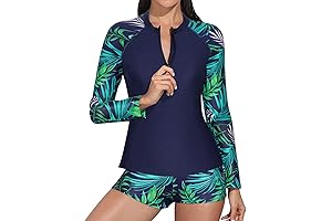 Daci Women Long Sleeve Rash Guard Swimsuit with UPF 50 Protection