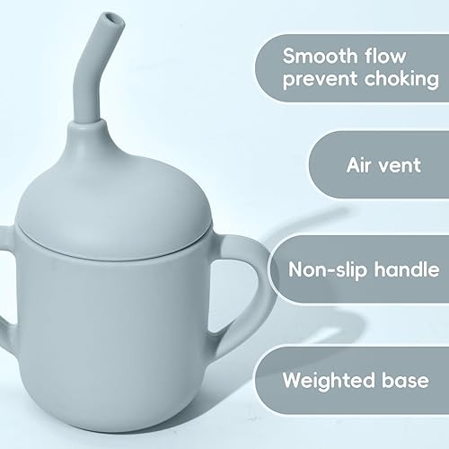 Miniatura 3 de Vasos de silicona para bebés, vaso con popote de silicona inastillable, vasos para niños pequeños de 1 a 3 años, taza abierta para bebé, 6 meses en