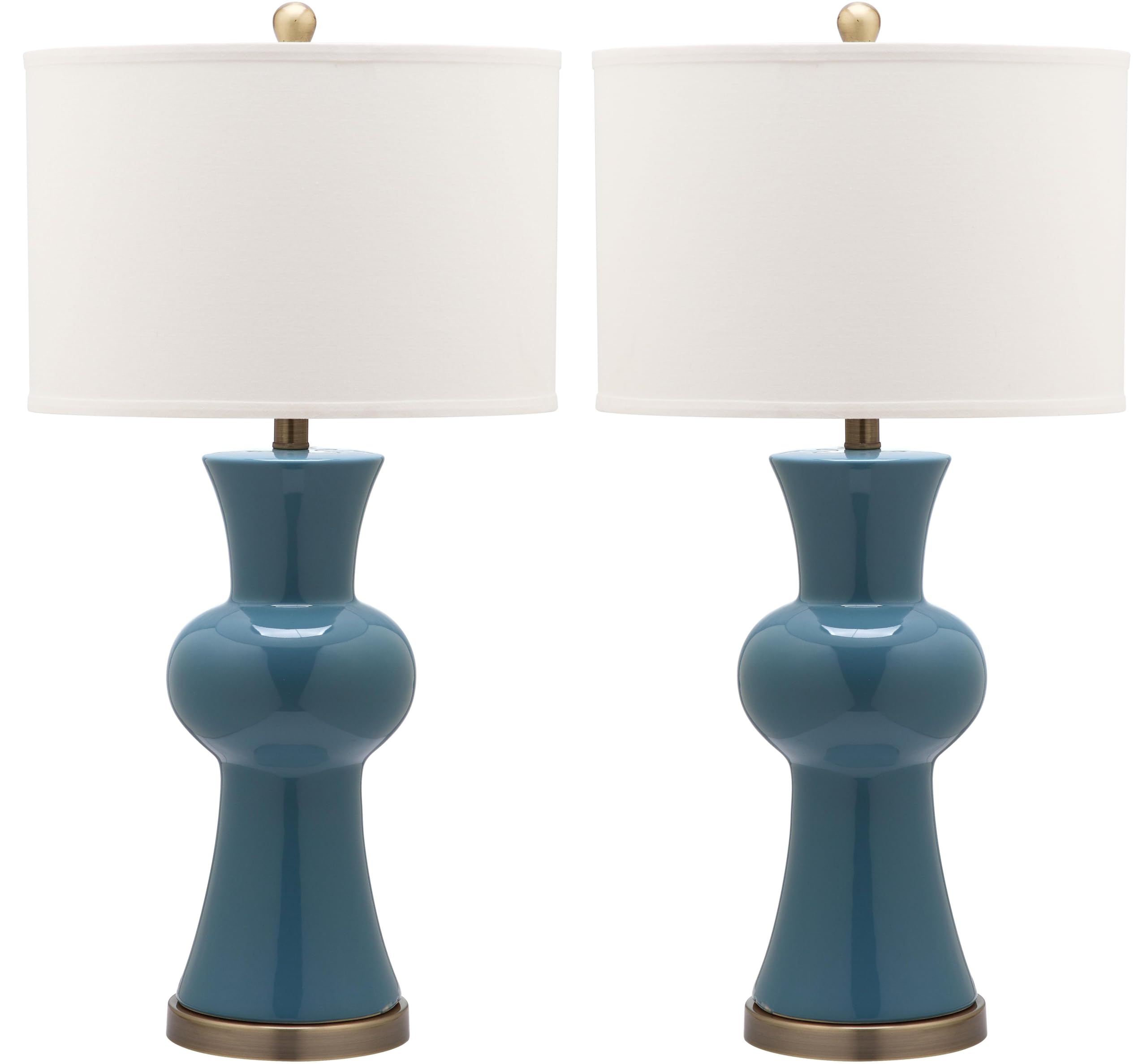 Safavieh Lighting Collection Lola Column Blue and White Table Lamp Set of 2