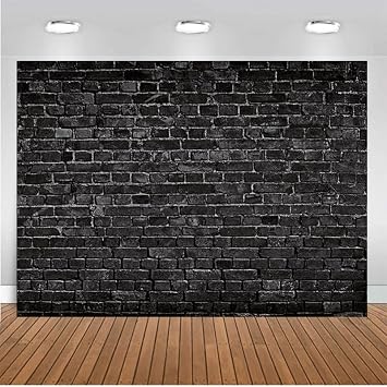 CHAIYA 7x5FT Black Brick Photography Backdrop - Baby Shower, Birthday Party Decoration - Newborn Baby Photoshoot Prop