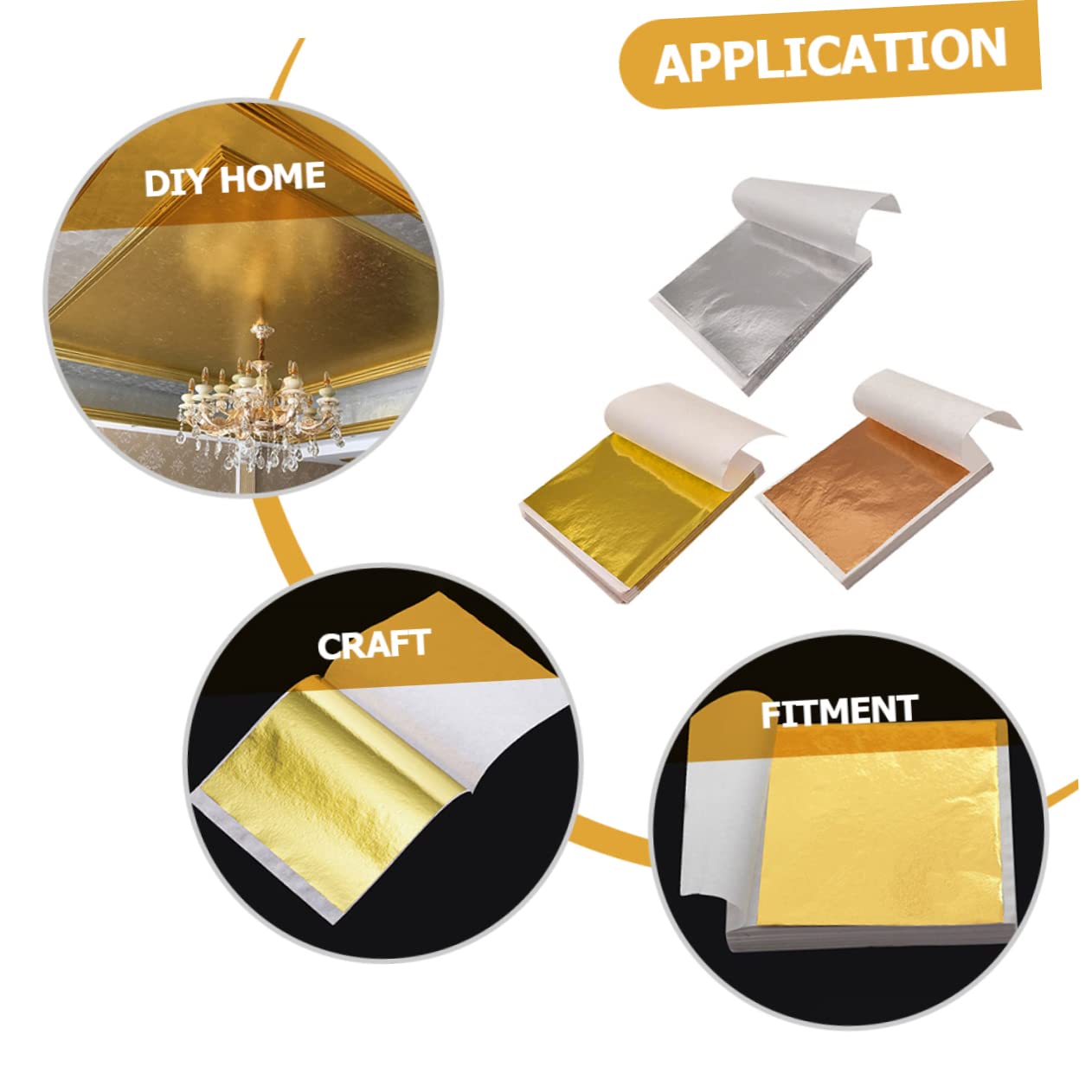 DOITOOL 900 Blatt Teiliges Imitations Goldfolie Blattgold in Gold Roségold und Silber Glänzende Bastelfolie für DIY Handwerk Malerei Vergoldung und Dekoration Leicht Anzuwenden Sicher und