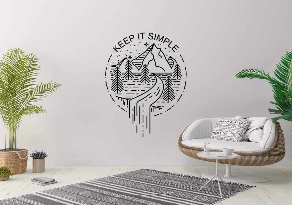 Vinyl Sticker Keep It Simple Nature Mountain Trees River Mural Decal Wall Art Decor EH1269
